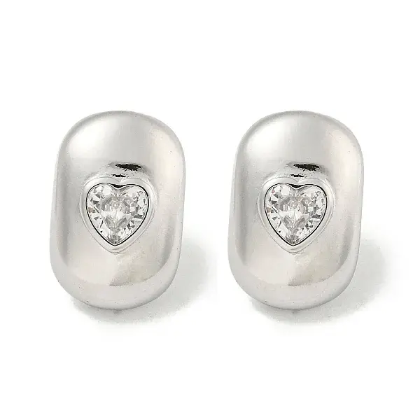Brass Micro Pave Cubic Zirconia Stud Earrings for Women