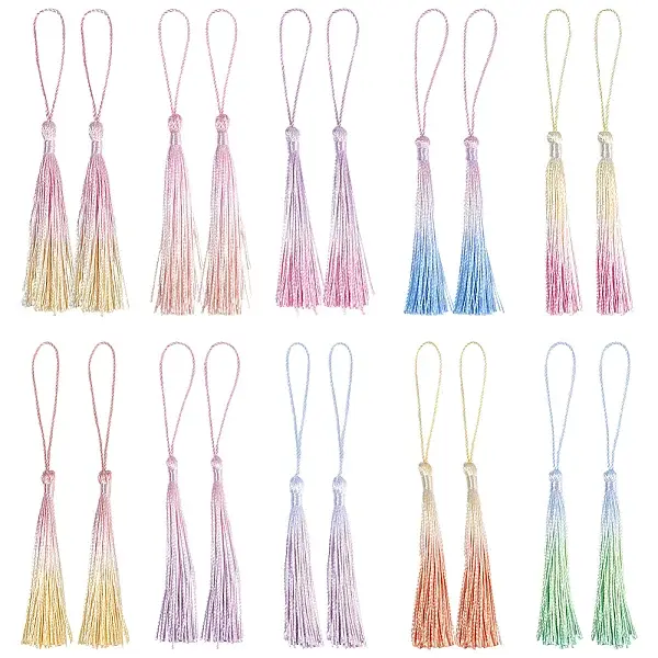 40Pcs 10 Styles Polyester Tassel Pendant Decorations