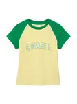 Pull&Bear Tričko 'BRASIL'  žltá / zelená / biela