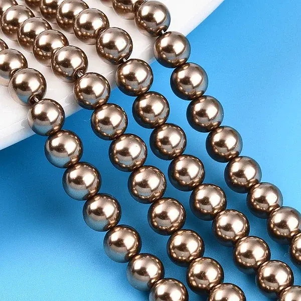 Baking Paint Pearlized Glass Pearl Bead Strands