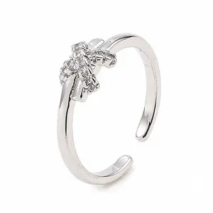 Clear Cubic Zirconia Bowknot Open Cuff Ring