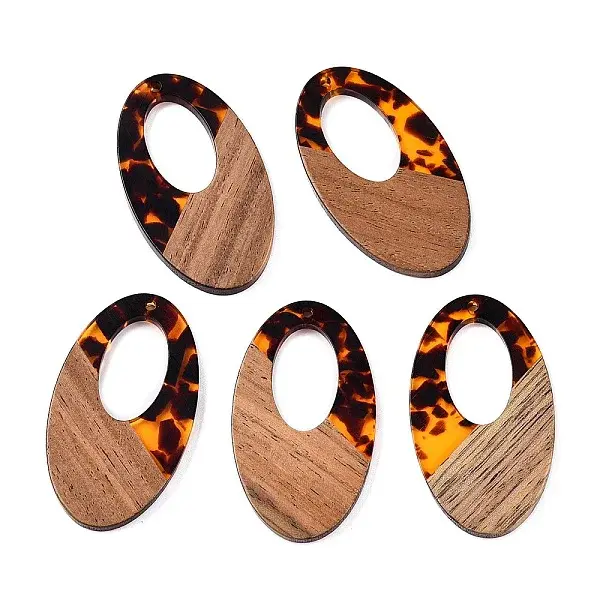 Transparent Resin and Walnut Wood Pendants