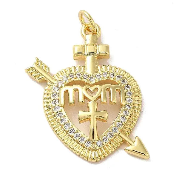 Mother's Day Brass Micro Pave Clear Cubic Zirconia Pendants