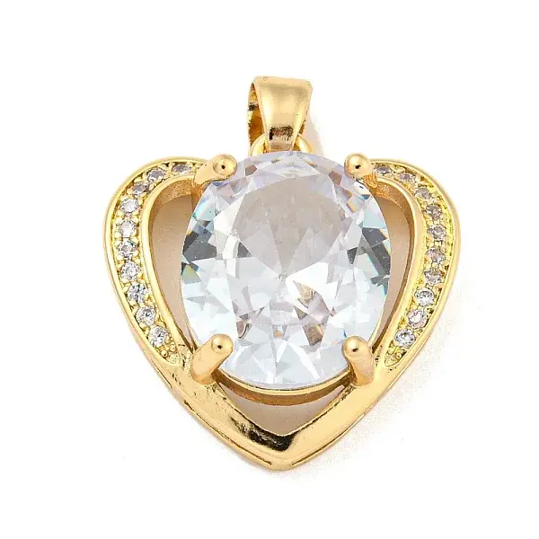 Brass Micro Pave Clear Cubic Zirconia Pendants