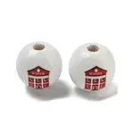 School Theme Printed Wood European Beads