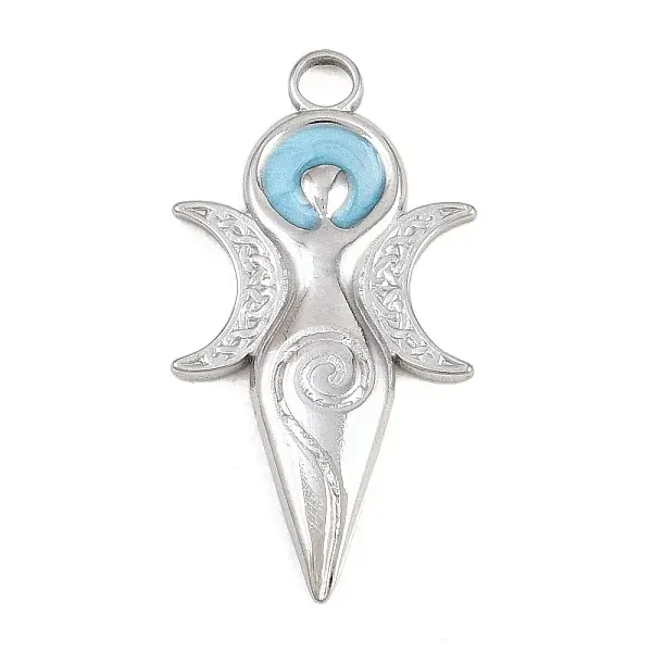 304 Stainless Steel Blue Enamel Pendants