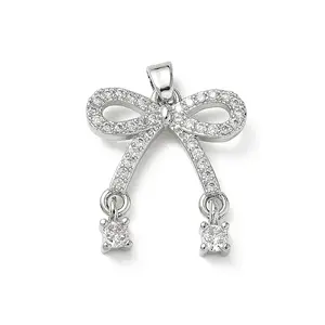 Brass Micro Pave Clear Cubic Zirconia Pendants
