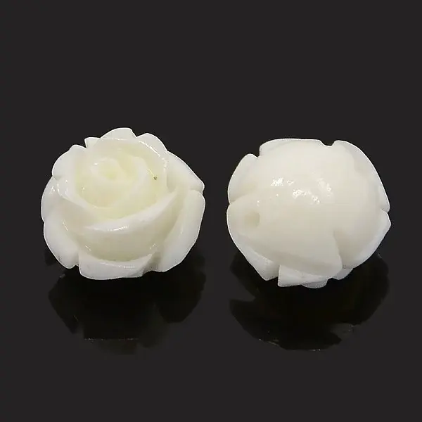 Synthetic Coral 3D Flower Rose Beads