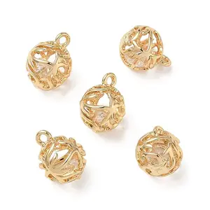 Brass Micro Pave Clear Cubic Zirconia Pendants