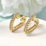 Brass Micro Pave Clear Cubic Zirconia Hoop Earrings