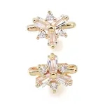 Brass Micro Pave Clear Cubic Zirconia 2-Loop Flower Spacer Bars
