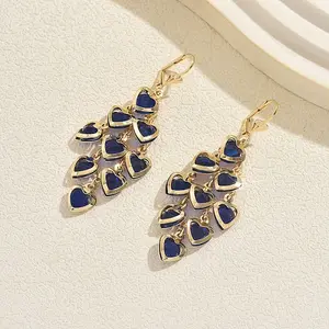 Heart Brass Tassel Hoop Earrings