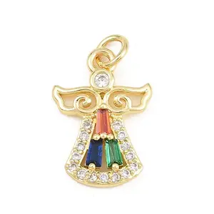 Christmas Brass Micro Pave Colorful Cubic Zirconia Pendants