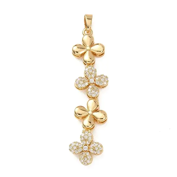 Tassel Brass Micro Pave Clear Cubic Zirconia Pendants