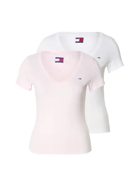 Tommy Jeans Tričko  ružová / biela