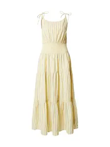 TOMMY HILFIGER Letné šaty 'Self- Strap Smock Midi'  žltá / sivá / biela