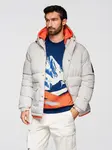 Ombre Men's sports warm jacket with double hood - ash