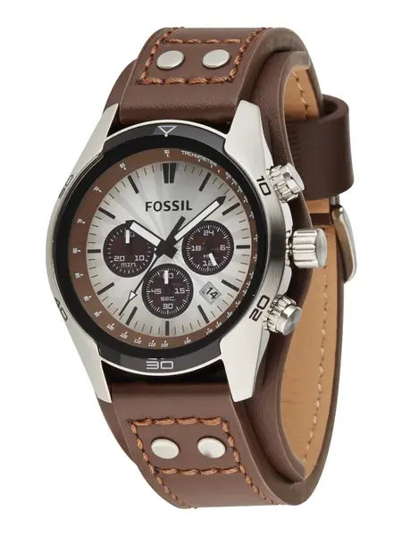 FOSSIL Analógové hodinky 'Coachman'  tmavohnedá / antracitová / strieborná