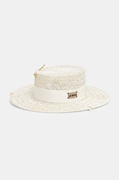 LE SH KA slaměný klobouk dámský Double Chain Pearl Canotier