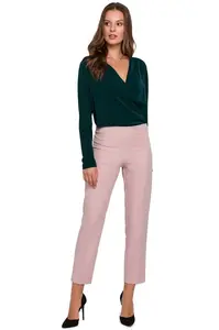 Makover Woman's Trousers K035 Crepe Pink