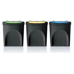 Odpadkový koš Prosperplast SORTIBOX 3 x 25 l recyklovaný černý