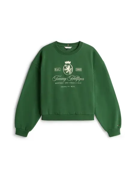 TOMMY HILFIGER Mikina  zelená / biela