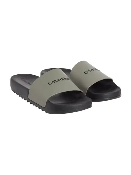 Calvin Klein Šľapky  olivová / čierna