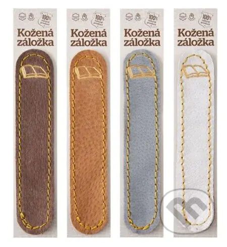 Obšitá záložka Kniha (barva kůže šedá, barva ražby zlatá)