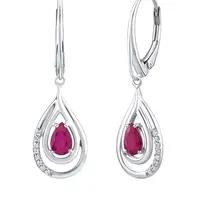 Silvego Luxusné strieborné náušnice s rubíny a zirkónmi FWE10130R