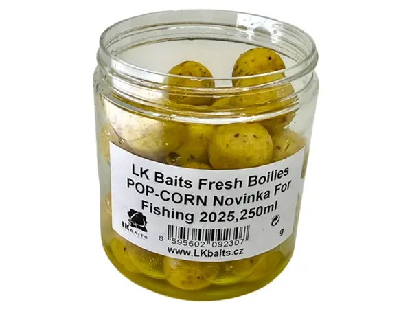 Lk baits fresh boilie popcorn 18 mm 250 ml