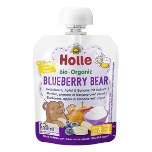 HOLLE Blueberry Bear - bio dětské ovocné pyré s jogurtem 85 g