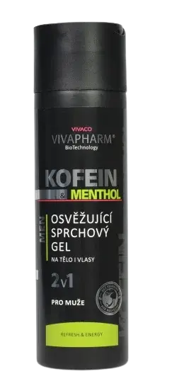 VIVAPHARM Vivaco Kofeinový sprchový gel 2v1 s mentholem pro muže 200 ml