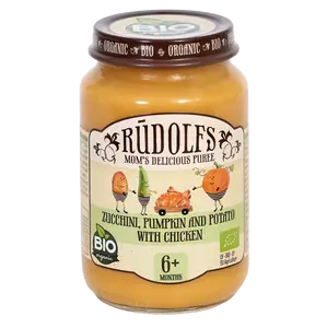 RUDOLFS BIO Cuketa, dýně, brambory s kuřecím masem 190 g