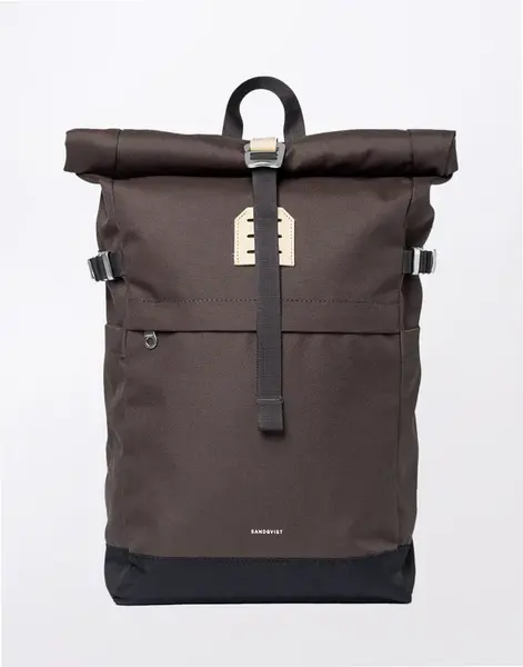 Batoh Sandqvist Icon Rolltop Backpack M Brown with natural leather