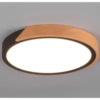 Stropní LED osvětlení Jano 31 cm, dřevo/černý kov, kulaté