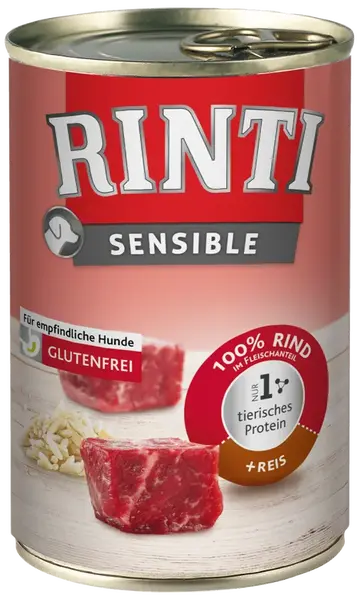 Konzerva Rinti Sensible hovězí + rýže 400g