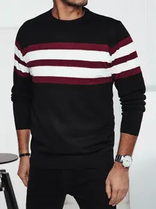 Pánský černý svetr s pruhy