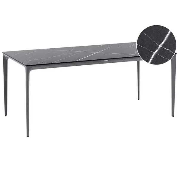 Beliani ZAHRADNÍ STŮL 180/90 cm Mramor Look Černý Mramor Sovareto
