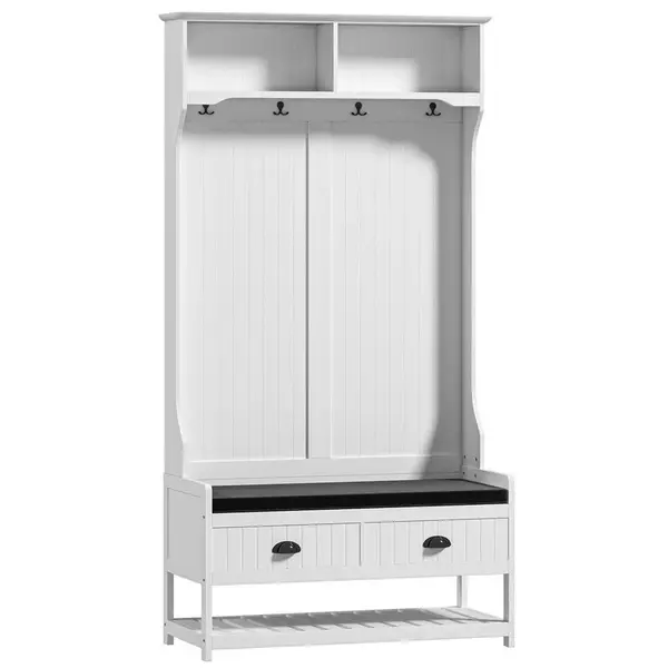 Redom PŘEDSÍŇOVÝ věšák 89/42/172 cm s lavicí, zásuvkami, policemi a háčky z MDF, Bílá