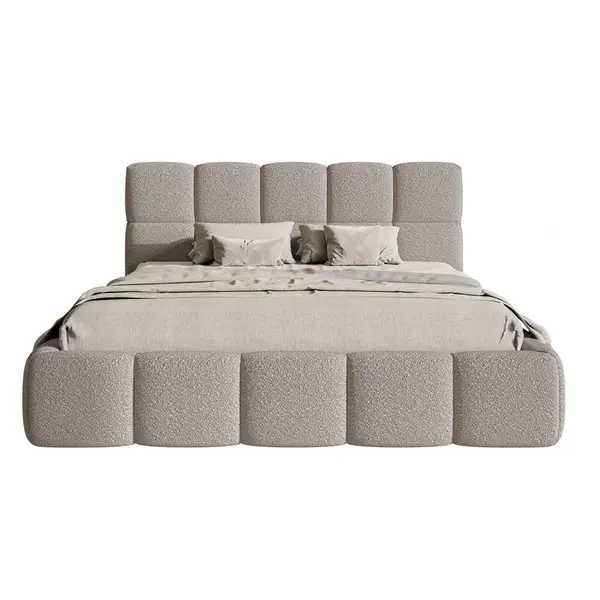 Selsey ČALOUNĚNÁ POSTEL Cloudy světle šedá boucle 140 cm