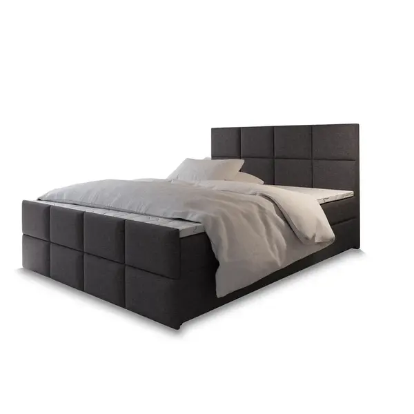 MASSENO AMERICKÁ POSTEL ARIEL 160x200 cm, s matrací a úložným prostorem, šedá