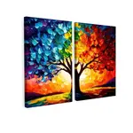 MuchoWow OBRAZ NA PLÁTNĚ 2dílná sada Strom - barevný - vzhled barvy - abstraktní 80x60 cm