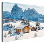 MuchoWow OBRAZ NA PLÁTNĚ Zima - Chata - Hory - Výhled - Sníh 60x40 cm