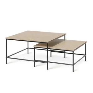 Vicco STOLEČEK KÁVOVÝ STOLÍK Ramio, Dub/Černá, 80 x 80 cm 2 části