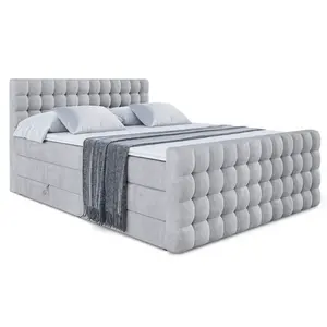 ALTDECOR BOXSPRINGOVÁ postel VIONE-Z KING – 200 x 200 – H3/H4 – světle šedá