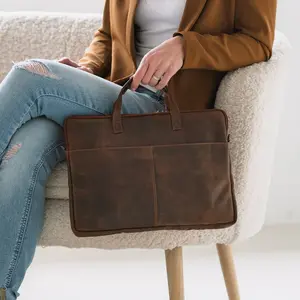 Pánská kožená taška na notebook Greenwood Levone - hnědá