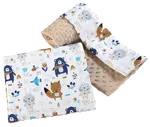 Medi Partners Quilt 75x100 + pillow 35x30 cotton + minky – Animals in the forest + beige minky