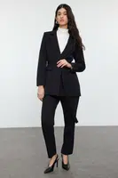 Trendyol Black Tie Detail Lined Crepe Jacket-Pants Woven Bottom-Top Set