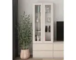 Vysoká vitrína Carlos, béžová kašmír, šírka 70 cm%