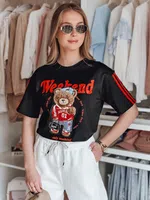 T-shirt damski oversize z misiem FUNTED czarny Dstreet